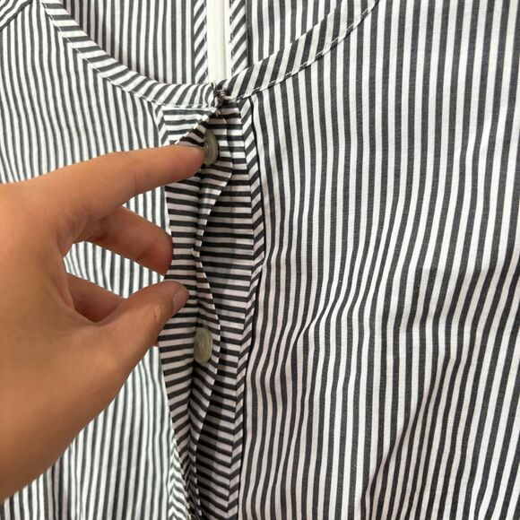 J Crew Striped Cotton Dress Size 2 Gray White Classic Preppy - Picture 4 of 11